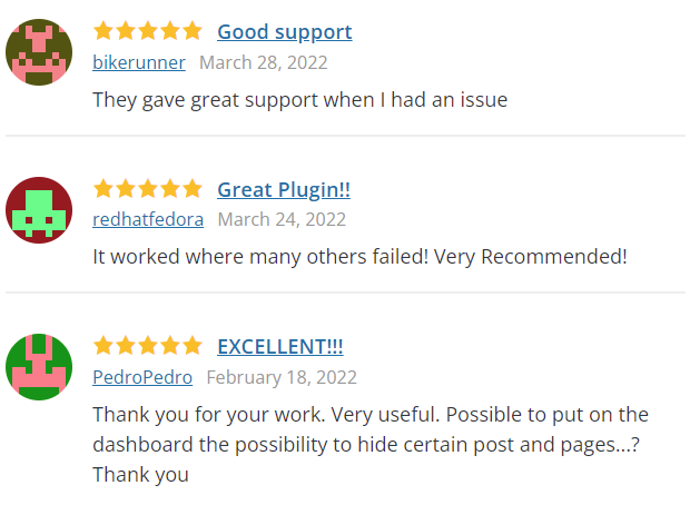 Latest reviews in Q1 of the 2022 on WordPress.org for Head & Footer Code plugin